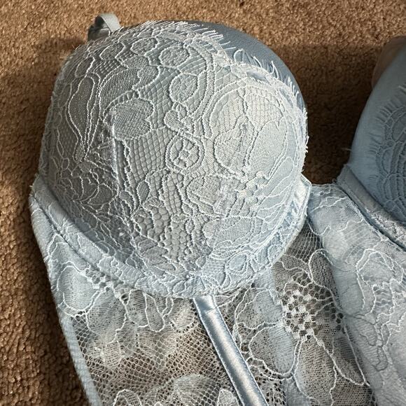 Victoria’s Secret Very Sexy Lace Push-Up Longline Bustier 34A Blue Corset - Picture 2 of 9